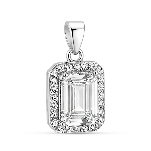 Серебряная подвеска прямоугольник с фианитами (арт. 7503/4623/2) – изображение 1