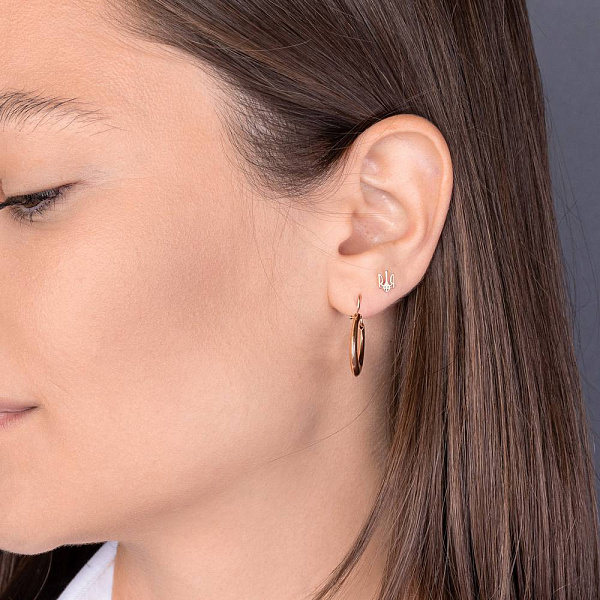 Золотые серьги-пусеты Герб Украины-Трезубец (арт. 110921) – изображение 2