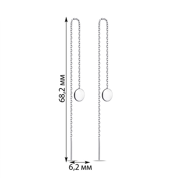 Серебряные серьги протяжки без камней (арт. 7502/9007/1) – изображение 2