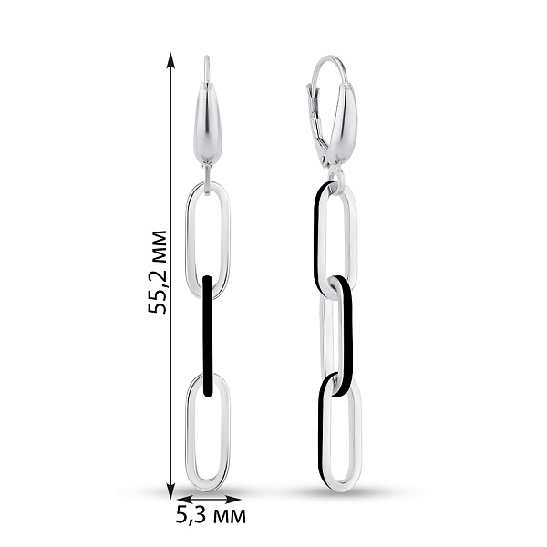 Сережки з білого золота з емаллю  (арт. 1091608/1беч) – зображення 4