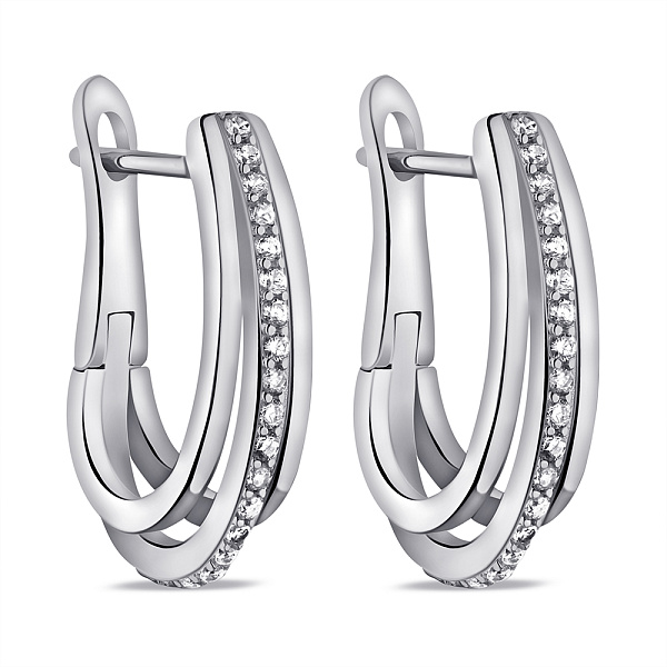 Серебряные серьги с дорожкой из фианитов (арт. 7502/9842) – изображение 1