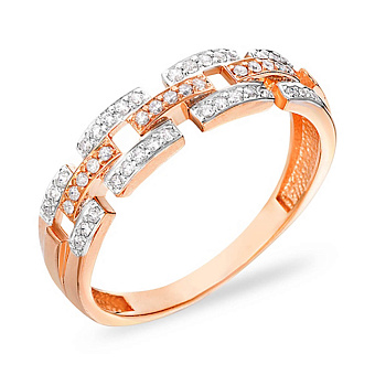 Фото Золотое кольцо с фианитами "Звенья" (арт. 140647)