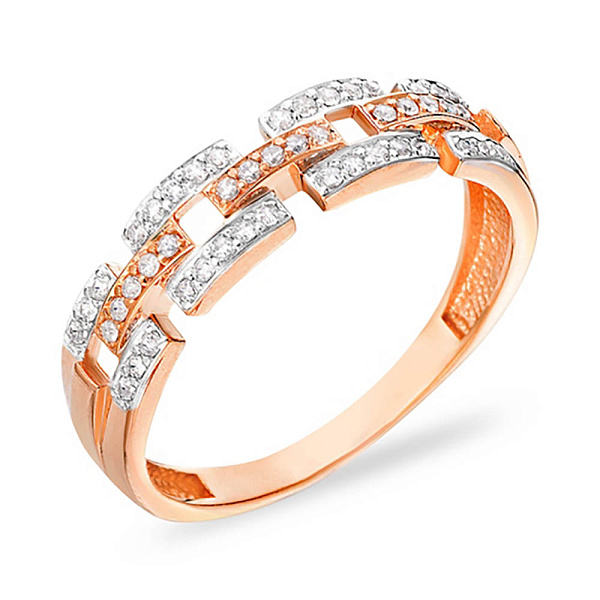 Золотое кольцо с фианитами "Звенья" (арт. 140647) – изображение 1