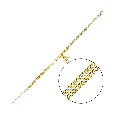 Серебряный браслет с подвесками и с желтым родированием  (арт. 7509/3626ж)