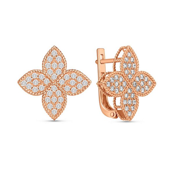 Золотые серьги с фианитами (арт. 111497) – изображение 1