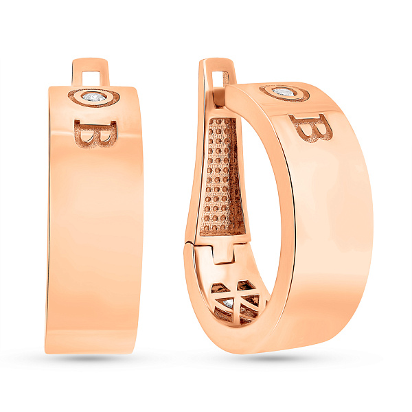 Серьги из красного золота с фианитами (арт. 1091360) – изображение 1