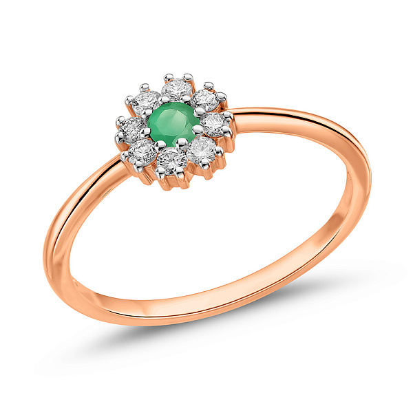 Кольцо из золота с изумрудом и бриллиантами (арт. К011692и) – изображение 1