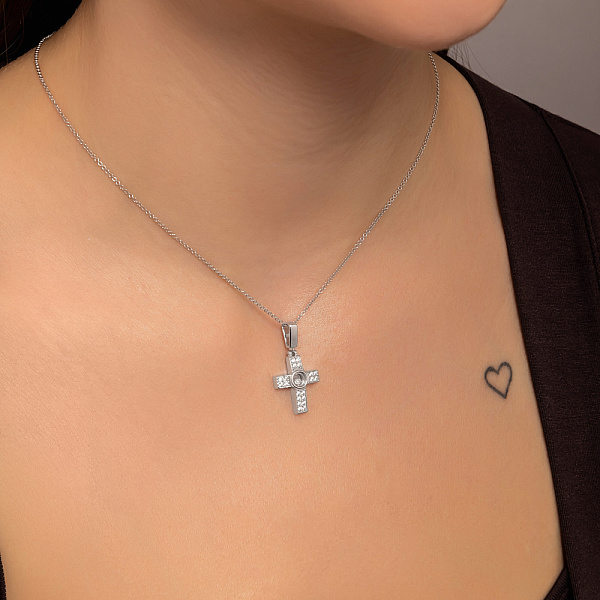 Золотий хрестик з фіанітами (арт. 423636б) – зображення 2