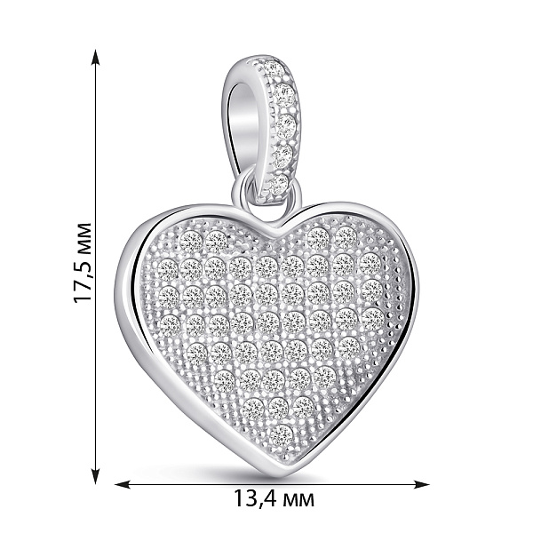 Серебряный кулон Сердце с фианитами (арт. 7503/4440) – изображение 2