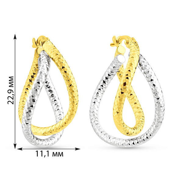 Серьги из желтого и белого золота без камней (арт. 1091739/20жб) – изображение 3