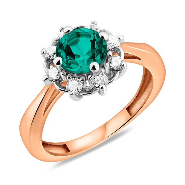 Золотое кольцо с кварцем и фианитами (арт. 141042Пз) – изображение 1