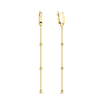 Фото Сережки-підвіски з жовтого золота (арт. 107375ж)