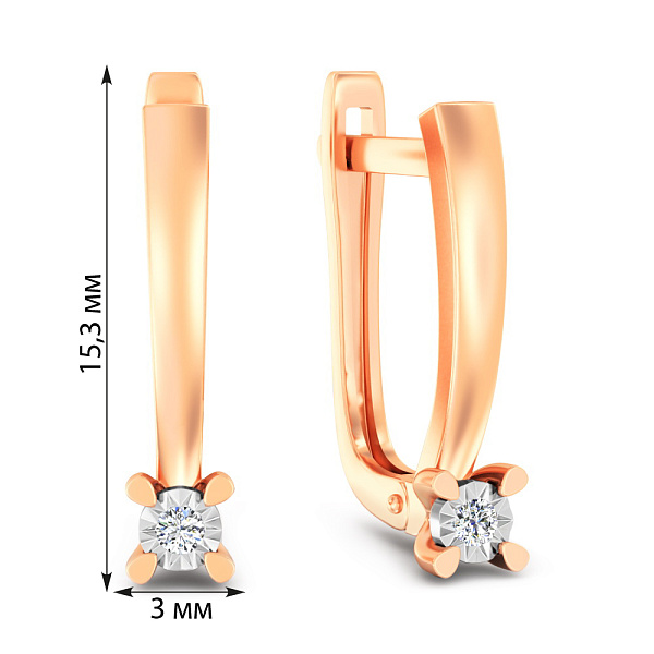 Золотые серьги с бриллиантами (арт. С011754) – изображение 2