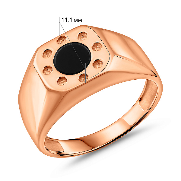 Печатка из красного золота с эмалью (арт. 170071) – изображение 2