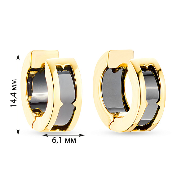 Золотые серьги-кольца с ониксом (арт. 104180/15жо) – изображение 5