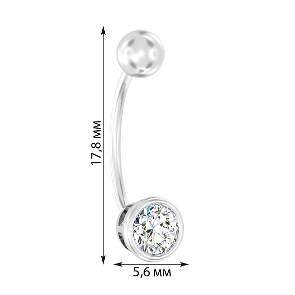 Золота сережка-пірсинг для пупка з фіанітом (арт. 360062б) – зображення 4