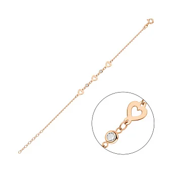 Золотий браслет з сердечками та фіанітами (арт. 326708)