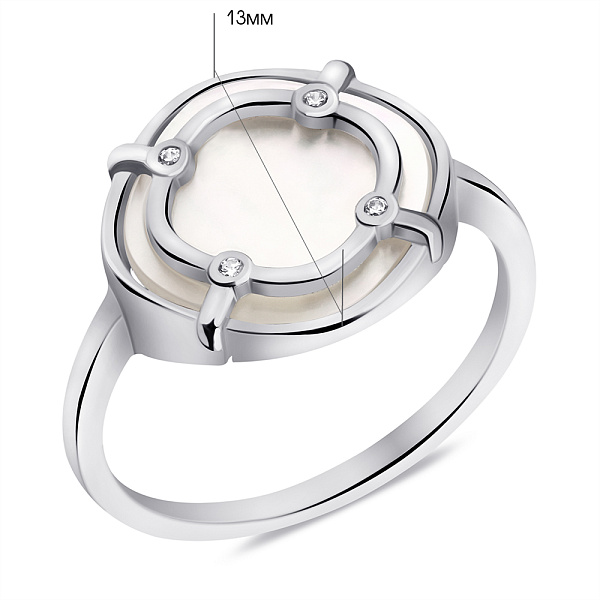 Кольцо из серебра с перламутром и фианитами (арт. 7501/6801п) – изображение 2