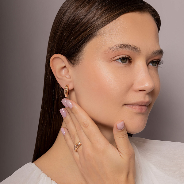 Кольцо из красного золота с фианитами (арт. 156770кр) – изображение 5