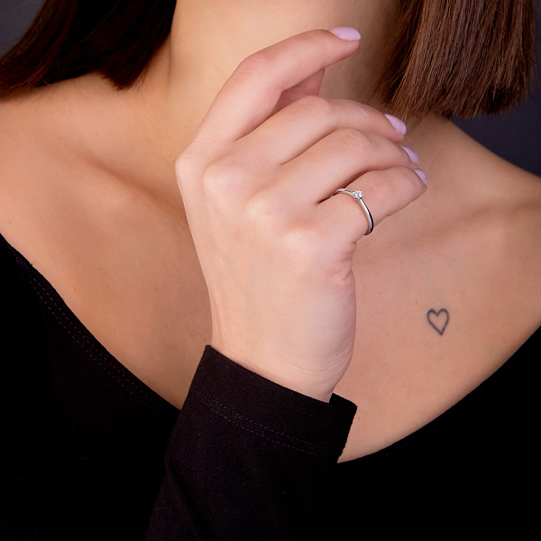 Кольцо из белого золота с бриллиантом (арт. К341378010б) – изображение 3