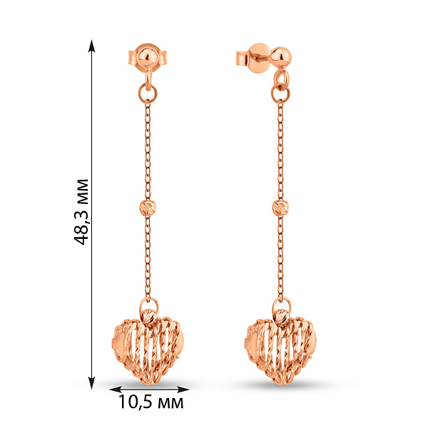 Сережки з червоного золота Серце (арт. 1091565) – зображення 2