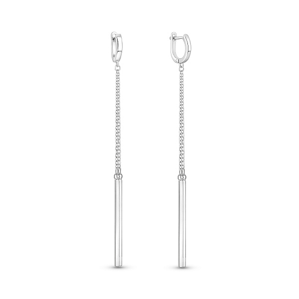 Длинные серебряные серьги без камней (арт. 7502/10345) – изображение 1