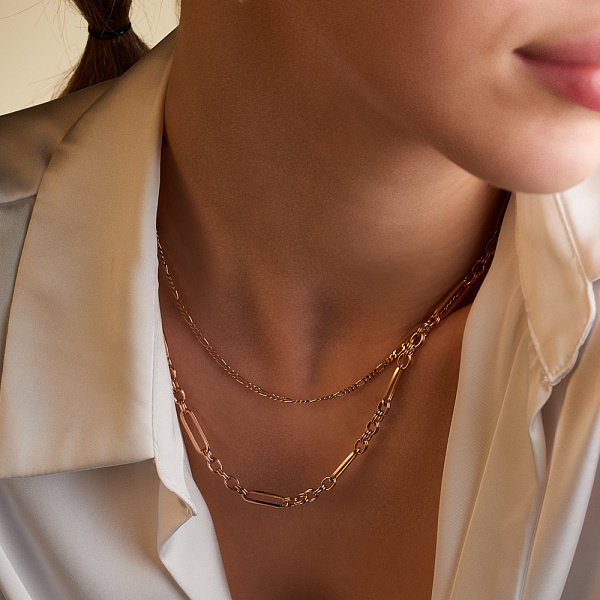 Золоте кольє "Ланки" в червоному кольорі металу (арт. 352236) – зображення 2