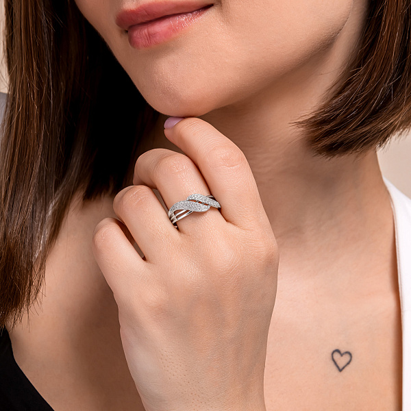 Золотое кольцо с бриллиантами (арт. К341476020б) – изображение 3