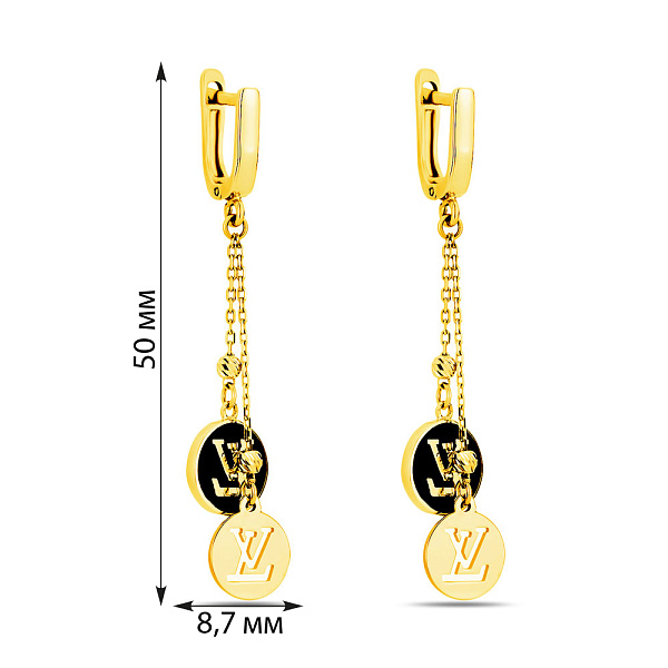 Серьги из желтого золота с эмалью (арт. 107556жеч) – изображение 2