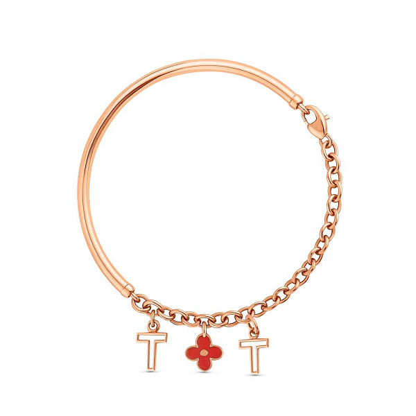 Золотой жесткий браслет Клевер с эмалью (арт. 323083екП3) – изображение 1