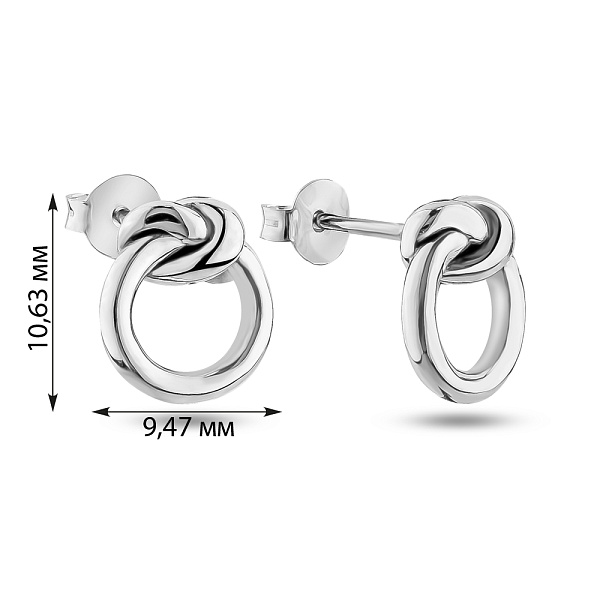 Сережки-пусети "Вузлик" зі срібла (арт. 7518/5974) – зображення 2