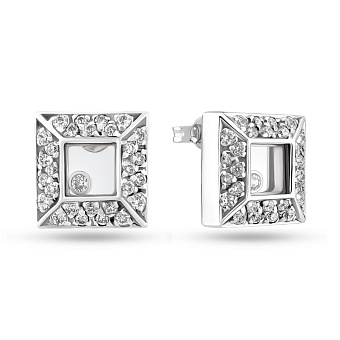 Серьги-пусеты из белого золота (арт. 100986б)