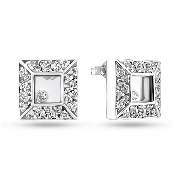 Сережки-пусети з білого золота (арт. 100986б) – зображення 1