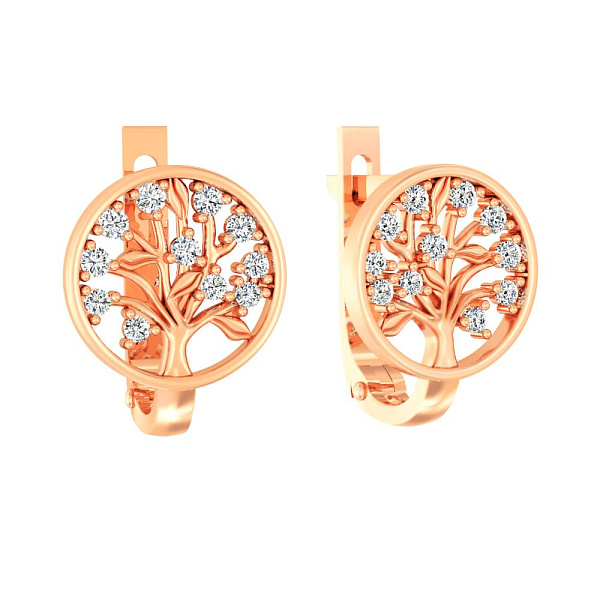 Сережки "Дерево життя" з червоного золота (арт. 110876) – зображення 1