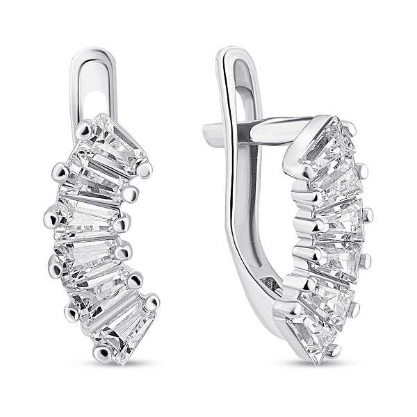 Серебряные серьги с дорожкой из фианитов (арт. 7502/СК2Ф/014) – изображение 1