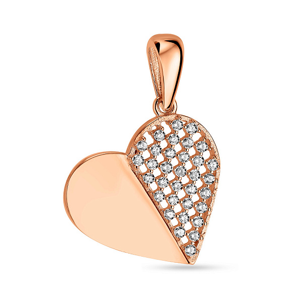 Золотой кулон "Сердце" с фианитами (арт. 424656) – изображение 1