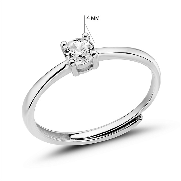 Серебряное кольцо с одним фианитом (арт. 7501/8073/1) – изображение 2
