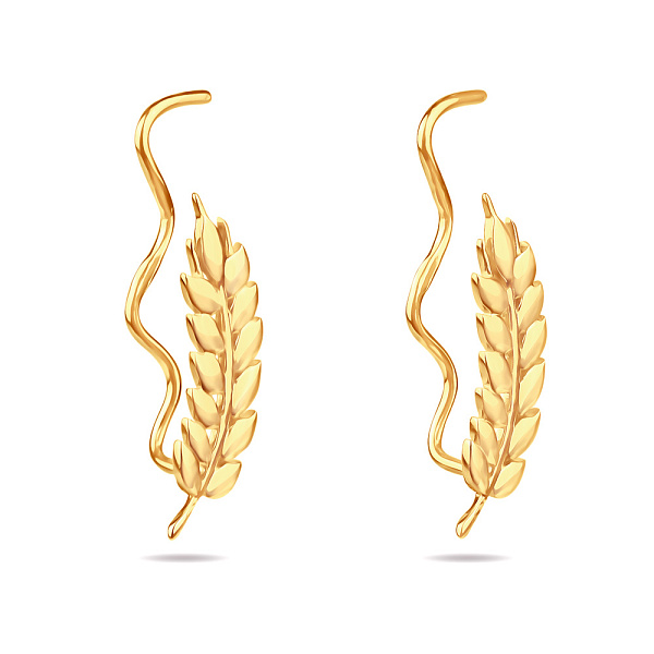 Серьги-клаймберы "Колосок" из золота (арт. 111166ж) – изображение 1