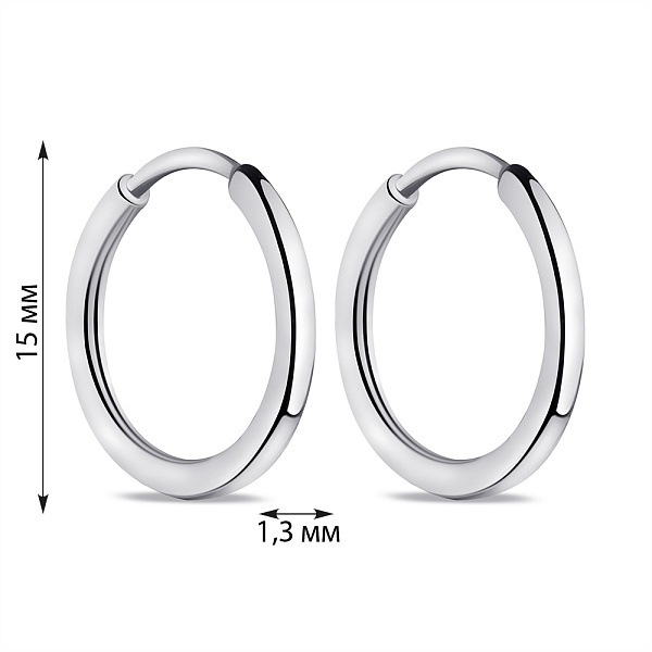 Серебряные серьги-кольца без камней (арт. 7502/1-5001.0.2) – изображение 2