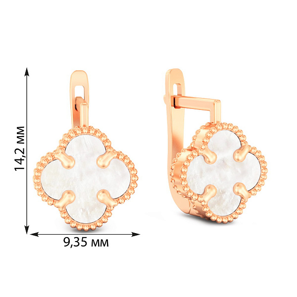 Золотые серьги с перламутром (арт. 110715/8п) – изображение 2