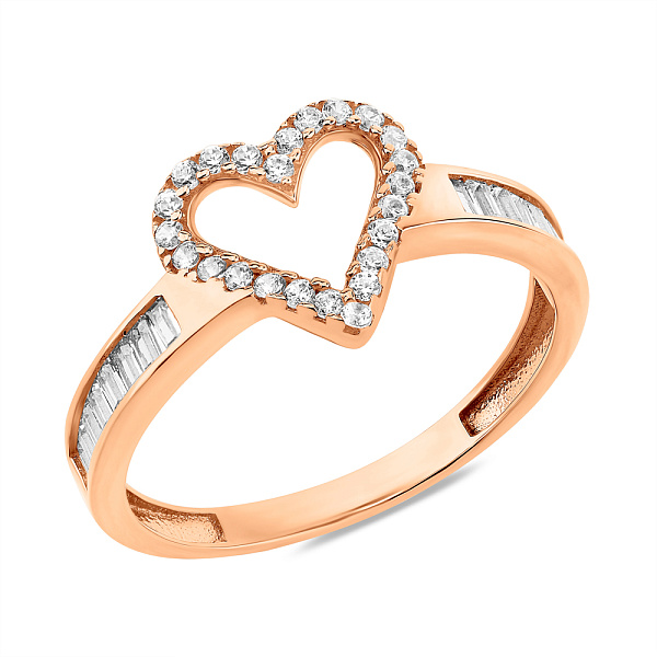 Золотое кольцо Сердце с фианитами (арт. 156437) – изображение 1