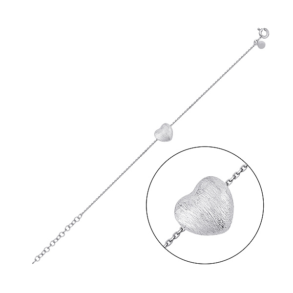 Серебряный тонкий браслет Сердце с матовым покрытием (арт. 7509/5165м) – изображение 1