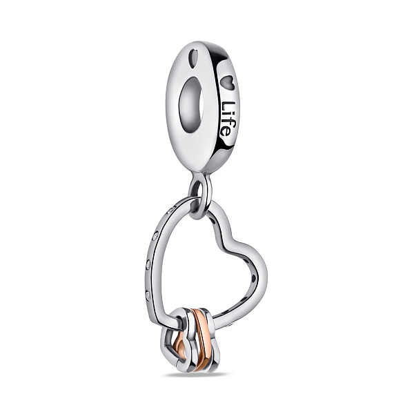 Серебряный шарм Сердечко с фианитами (арт. 7903/П53Ф/7153) – изображение 1