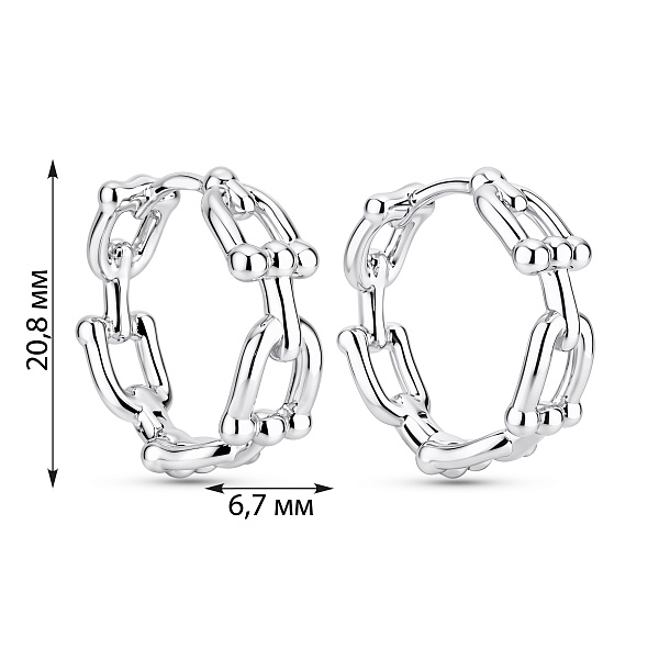 Серьги-кольца из серебра без камней (арт. 7502/10147/20) – изображение 2