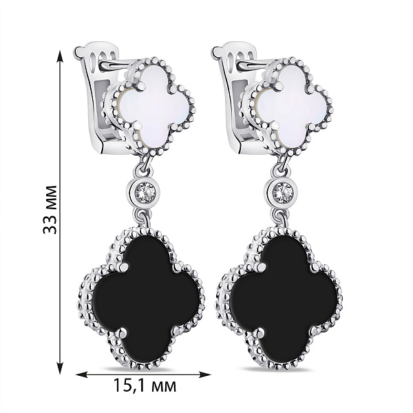 Срібні сережки-підвіски Конюшина  (арт. 7502/9242по) – зображення 2