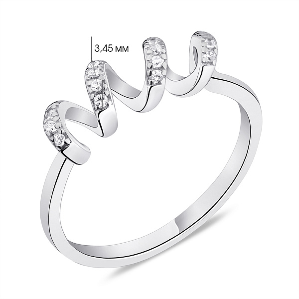 Срібна каблучка "Спіраль" з фіанітами (арт. 7501/6002) – зображення 2
