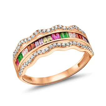 Золота каблучка з фіанітами (арт. 156424цв)