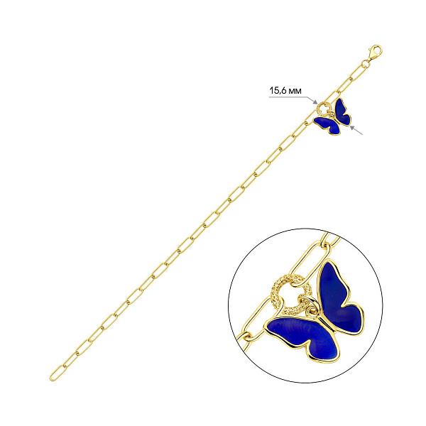 Золотой браслет Бабочка с эмалью (арт. 3261030жес) – изображение 4