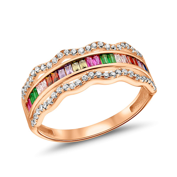 Золота каблучка з фіанітами (арт. 156424цв) – зображення 1