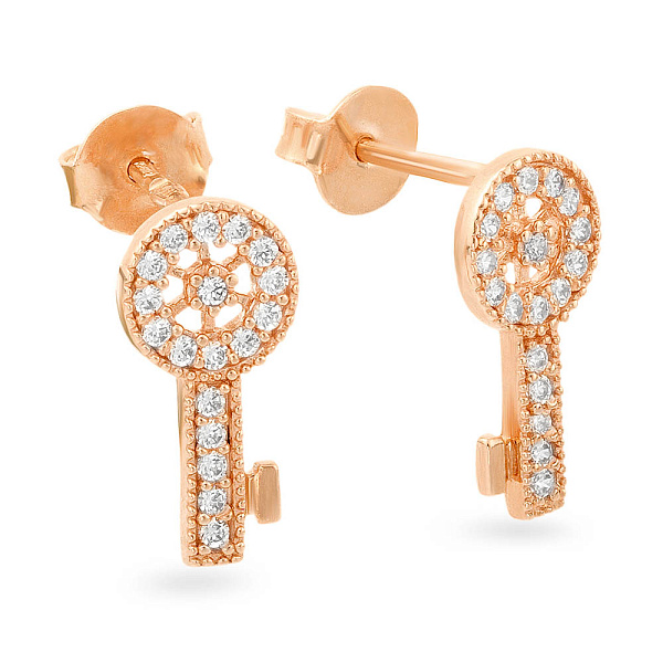 Детские золотые серьги Ключики с фианитами  (арт. 101622) – изображение 1